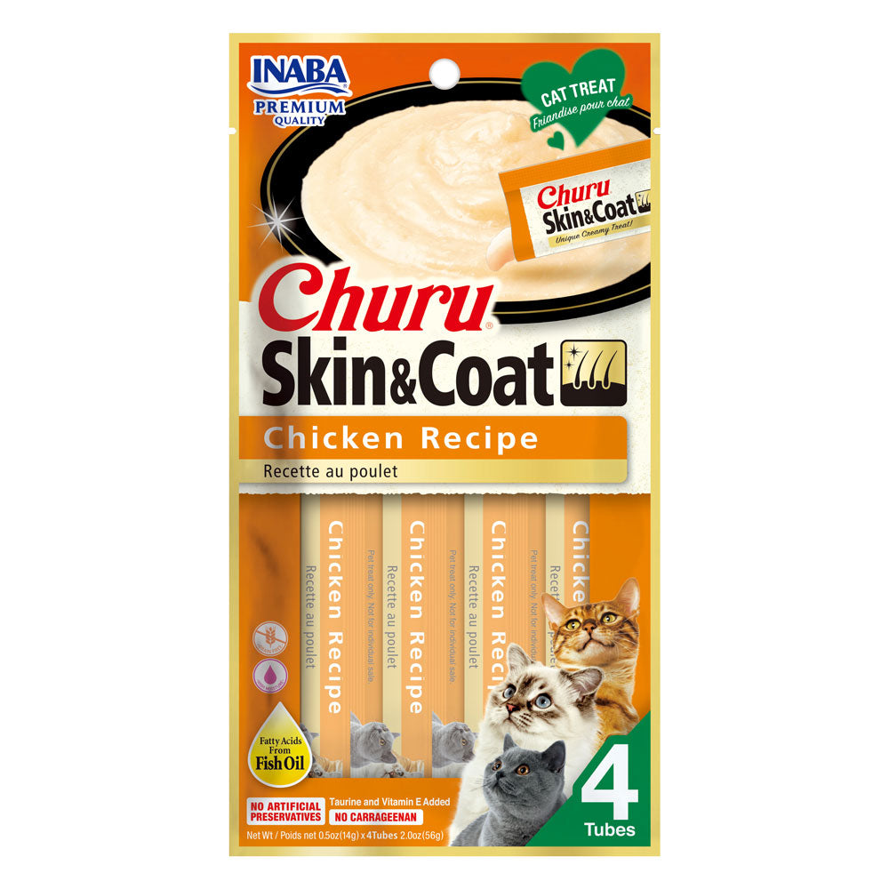 Inaba - Cat Churu - Skin and Coat - Chicken Recipe - Carton of 6 (6 x 56g)