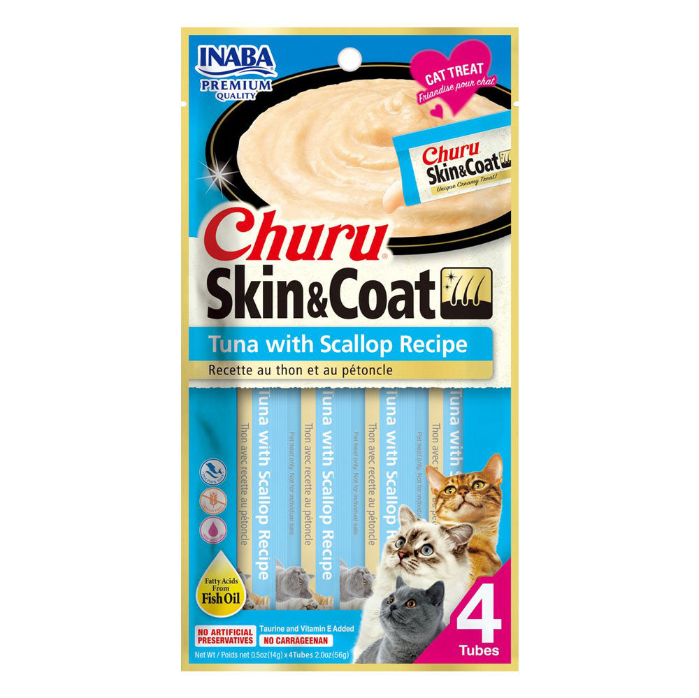 Inaba - Cat Churu - Skin and Coat - Tuna and Scallop Recipe - Carton of 6 (6 x 56g)
