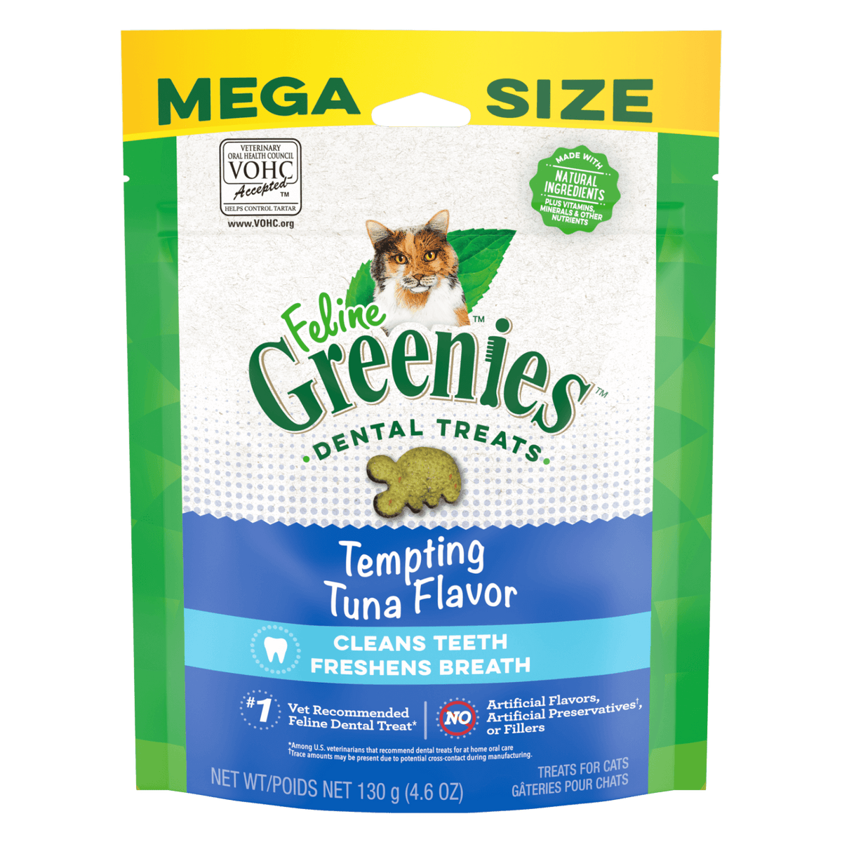 Greenies Dental Cat Treats - Tempting Tuna - Mega 130g