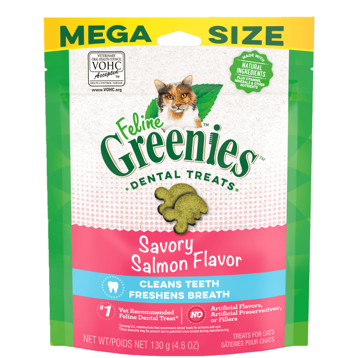 Greenies Dental Cat Treats - Savoury Salmon - Mega 130g